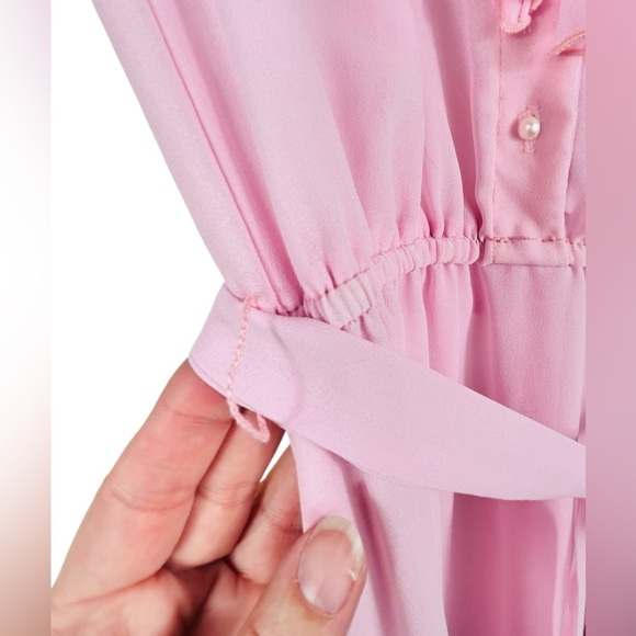 Pink sheer flowy dress, XS-S, Romantic Ruffles, Feminine Whimsy Vintage Vibe - Picture 6 of 9